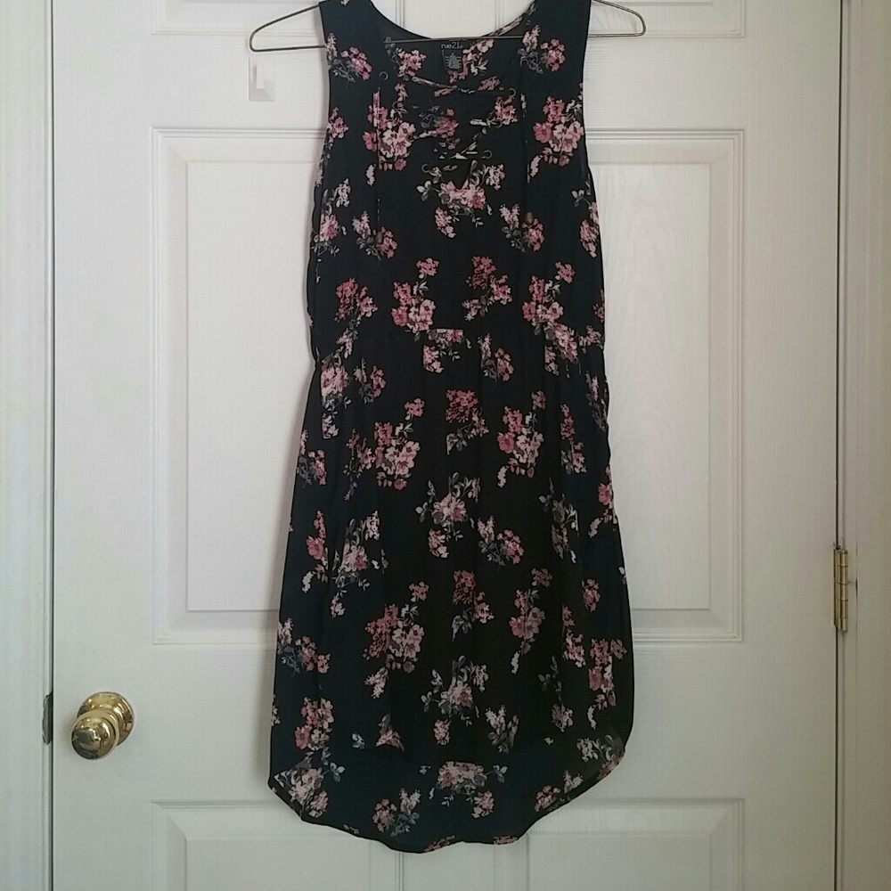 Lace up black dress